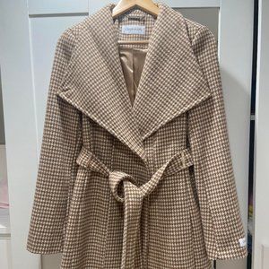 CALVIN KLEIN, Women's Petite Asymmetrical Belted Wrap Coat